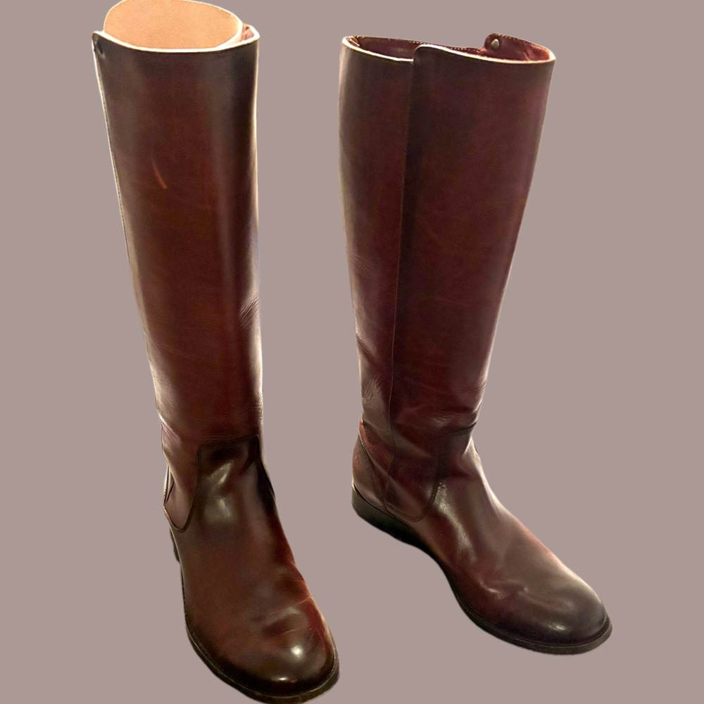 EUC Frye Melissa Stud Back Zip Boots Redwood | Size 8.5 (Fits like 8)